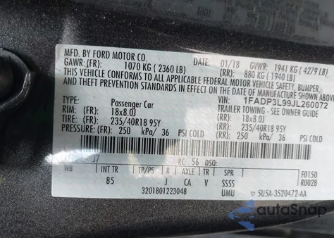 2018 Ford Focus St z USA, uszkodzony, nr VIN 1FADP3L99JL260072